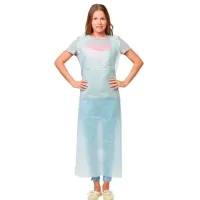 Фартук защитный одноразовый, длина 140 см, КОМПЛЕКТ 10 шт., ламинированный спанбонд 40 г/м2, ГЕКСА, голубой