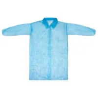 Халат одноразовый голубой на кнопках КОМПЛЕКТ 10 шт., XL, 52-54 размер, 110 см, рукав на резинке, 25 г/м2, СНАБЛАЙН