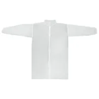 Халат одноразовый белый на липучках КОМПЛЕКТ 10 шт., XXXL, 60-62 размер, 110 см, рукав на резинке, 30 г/м2, ОПТИТРЕЙД