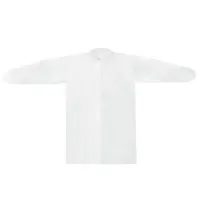 Халат одноразовый белый на липучках КОМПЛЕКТ 10 шт., 4XL, 64-66 размер, 110 см, рукав на резинке, 30 г/м2, ОПТИТРЕЙД