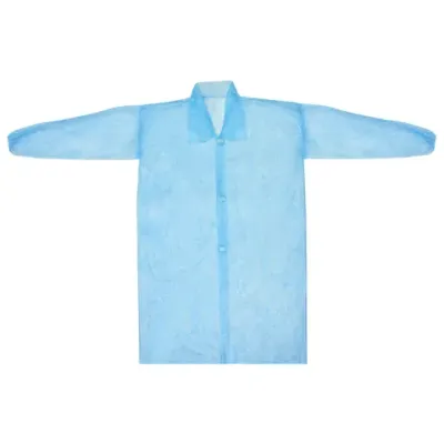 Халат одноразовый голубой на липучках КОМПЛЕКТ 10 шт., XL, 52-54 размер, 110 см, рукав на резинке, 20 г/м2, СНАБЛАЙН