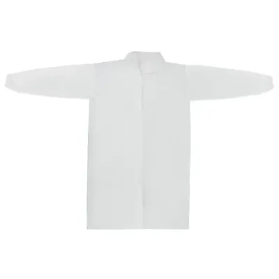 Халат одноразовый белый на кнопках КОМПЛЕКТ 10 шт., XL, 52-54 размер, 110 см, рукав на резинке, 20 г/м2, СНАБЛАЙН