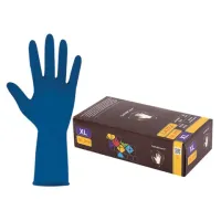 Перчатки латексные смотровые 25 пар (50 штук), размер 9-10, XL (очень большой), синие, SAFE&CARE High Risk DL/TL210