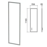 Дверь СТЕКЛО в алюминиевой рамке "Приоритет", правая, 356х20х1165 мм, БЕЗ ФУРНИТУРЫ, К-940