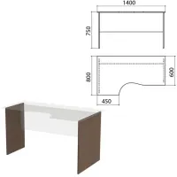 Опоры к столам эргономичным "Канц" 1400х800х750 мм, левый/правый, цвет венге, СК30.16.2