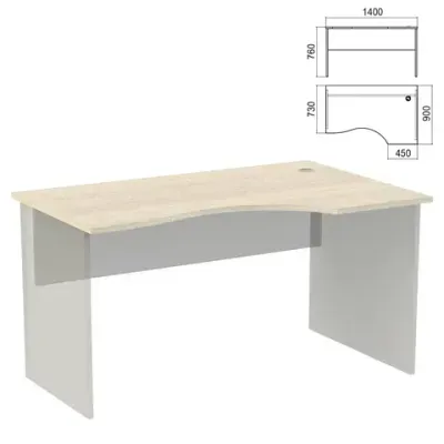 Стол эргономичный ЧАСТЬ 1 "Арго", 1400х900х760 мм, правый, ясень шимо