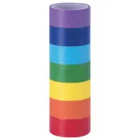 Клейкие WASHI-ленты для декора РАДУЖНЫЕ, однотонные, 15 мм х 3 м, 7 цветов, рисовая бумага, ОСТРОВ СОКРОВИЩ, 661702