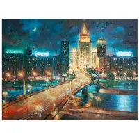 Картина стразами (алмазная мозаика) 40х50 см, ОСТРОВ СОКРОВИЩ "Ночная Москва", на подрамнике, 662594