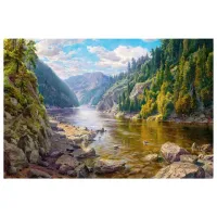 Картина по номерам 40х50 см, ОСТРОВ СОКРОВИЩ "Горная речка", на подрамнике, акрил, кисти, 663278