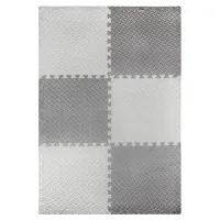 Коврик-пазл напольный 1,5х1 м, 6 шт., 50х50 см, толщина 1 см, серый, светло-серый, ЮНЛАНДИЯ, 664810