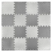 Коврик-пазл напольный 1,2х1,2 м, 16 шт., 30х30 см, толщина 1 см, серый, светло-серый, ЮНЛАНДИЯ, 664811