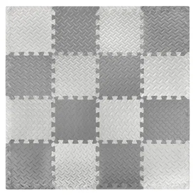 Коврик-пазл напольный 1,2х1,2 м, 16 шт., 30х30 см, толщина 1 см, серый, светло-серый, ЮНЛАНДИЯ, 664811