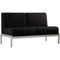 Диван офисный двухместный Фабрикант "Сандра", обивка экокожа Oregon 16 черный (ПОД ЗАКАЗ)