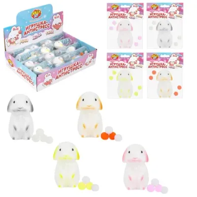 Игрушка-антистресс "ЗАИНЬКА", 8 см, ассорти 4 цвета, дисплей, JOLLY JOT (ДЖОЛЛИ ДЖОТ), 665800