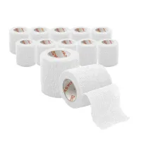 Бинт эластичный бандажный защитный самофиксирующийся, 4,5 м х 5 см, 12 рулонов, белый, DASWERK (ДАСВЕРК), 680040