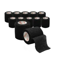Бинт эластичный бандажный защитный самофиксирующийся, 4,5 м х 5 см, 12 рулонов, черный, DASWERK (ДАСВЕРК), 680041