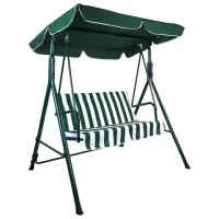 Качели садовые DASWERK (ДАСВЕРК) "RELAX SC-001", 2 места, Ш140хГ110хВ153 см, мягкое сиденье, зеленый/белый, 680050