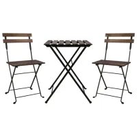 Комплект складной мебели (стол и 2 стула) NOSTRESS (НОСТРЕСС) "Woodstock FS-003A", металл черный, акация, 680060