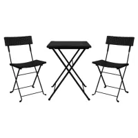 Комплект складной мебели (стол и 2 стула) NOSTRESS (НОСТРЕСС) "Wicker FS-020", металл черный, искусственный ротанг, 680061