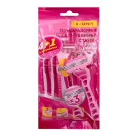 Бритвенные станки одноразовые, 3 лезвия, увлажняющая полоска, плавающая головка, 5 шт., розовый, X-ONE (ИКС-УАН), 700034