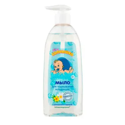 Мыло жидкое для подмывания младенцев гипоаллергенное с ромашкой и чередой 400 мл, МОЕ СОЛНЫШКО, 1794