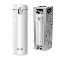 Термокружка 400 мл JOYLUX (ДЖОЙЛЮКС) EXTRA STYLE, нержавеющая сталь SUS304, белый матовый, 700281