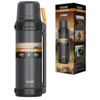 Термос 2,5 л TAIGARU (ТАЙГАРУ) EXPEDITION, нержавеющая сталь SUS304, 2 кружки, 2 ручки, ситечко, графитовый, 700318