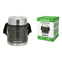 Термос 1 л для еды/напитков с широким горлом, BOOMHOUSE (БУМХАУС) RIBBED, контейнер, нержавеющая сталь SUS304, 700322