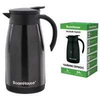 Чайник-термос 1 л, BOOMHOUSE (БУМХАУС) COFFEE BREAK, нержавеющая сталь SUS304, черный, ТЕРМОЧАЙНИК, 700328
