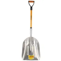 Лопата алюминиевая для снега 37х48 см, ОБЩАЯ ДЛИНА 120 см, черенок стекловолокно, V-ручка, RABBITEX (РАББИТЕКС) "FIBERGLASS", 700486