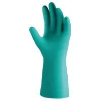 Перчатки нитриловые КЩС JETA SAFETY, хлопчатобумажное напыление, размер 9, L (большой), зеленые, JN711, JN711-09-L
