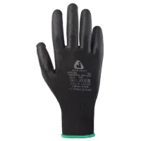 Перчатки нейлоновые JETA SAFETY, полиуретановое покрытие, КОМПЛЕКТ 12 пар, размер 8, M (средний), черные, JP011b, JP011b-M