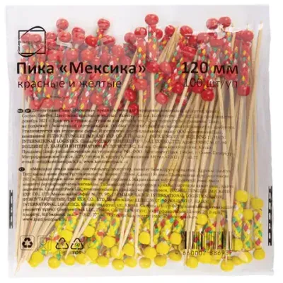 Пики для канапе бамбуковые "Мексика", 12 см, 100 шт., КП, 138289