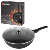 Сковорода ВОК 28 см, 4 л, с крышкой, пятислойное антипригарное покрытие, съёмная ручка, ГАРДАРИКА "Орион", 0728-04-01-10