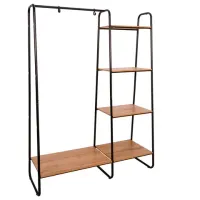 Вешалка-стеллаж "Скандинавия-1", 1470х1100х385 мм, 5 полок, металл/ЛДСП, черная/дуб, ГСС1 Ч