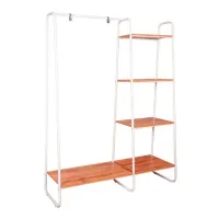 Вешалка-стеллаж "Скандинавия-1", 1470х1100х385 мм, 5 полок, металл/ЛДСП, белая/дуб, ГСС1 Б