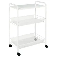 Этажерка офисно-бытовая "Ладья-33КС", 650х450х300 мм, 2 яруса + столик, металл, белая, Э 356 Б