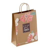 Крафт-пакет бумажный "Для тебя" 22х12х25 см, с кручеными ручками, плотность 80 г/м2, 110562