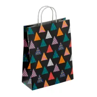 Крафт-пакет бумажный "Геометрия" 22х12х25 см, с кручеными ручками, плотность 100 г/м2, белый, 112290