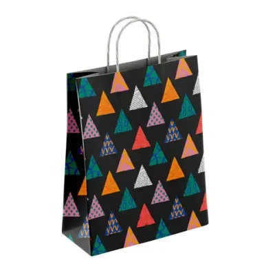 Крафт-пакет бумажный "Геометрия" 22х12х25 см, с кручеными ручками, плотность 100 г/м2, белый, 112290