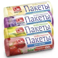 Мешки для мусора "Арома" 60 л, в рулоне, ассорти 20 шт., ПНД, 56х53,5 см, 9 мкм, GRIFON, 101-023