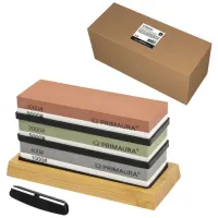 Точильный камень водный, КОМПЛЕКТ 3 шт., НАБОР 8 предметов, 400/1000/2000/3000/5000/8000 грит, PRIMAURA (ПРИМАУРА), 701629