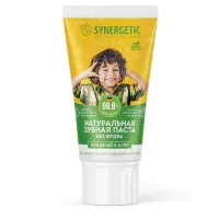 Зубная паста детская 50 г, SYNERGETIC, клубничка и банан, от 3 до 6 лет (желтая), 201009