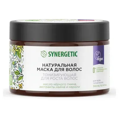 Маска для волос 300 мл, SYNERGETIC "Тонизирующая для роста волос", натуральная, 701800