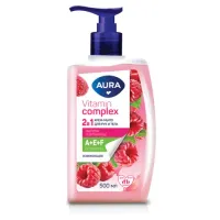 Мыло жидкое 2в1 для рук и тела 500 мл AURA Vitamin Complex "Малина и витамины", 13356