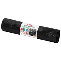 Мешки для мусора 120 л, черные, в рулоне 10 штук, особо прочные, ПВД 65 мкм, 70x110 см, LAIMA, 702672