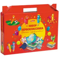 Набор школьных принадлежностей в подарочной коробке ЮНЛАНДИЯ "НАБОР ПЕРВОКЛАССНИКА", 28 предметов, 880119