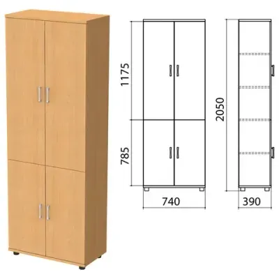 Шкаф закрытый "Монолит", 740х390х2050 мм, цвет бук бавария (КОМПЛЕКТ)