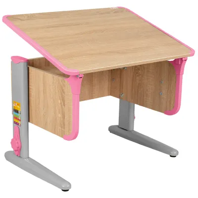 Стол-парта регулируемый "ДЭМИ" СУТ.41, 750х550х530-815 мм, серый каркас, пластик серый, дуб сонома (КОМПЛЕКТ)