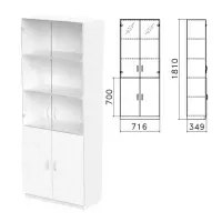Шкаф закрытый со стеклом "Бюджет", 716х349х1810 мм, белый (КОМПЛЕКТ)